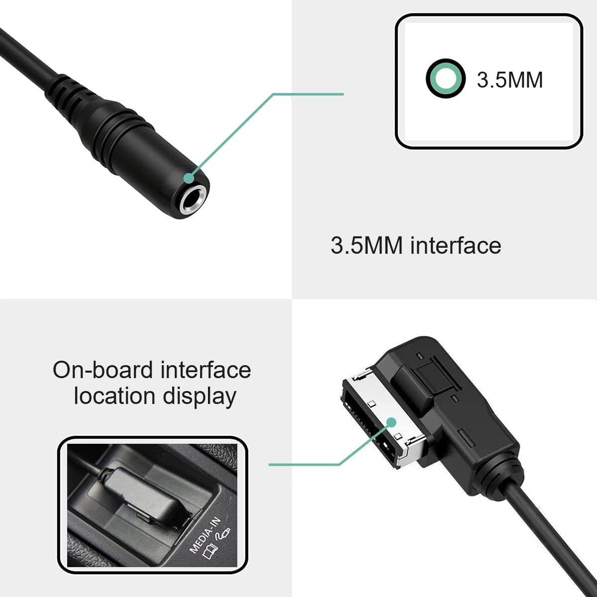 AMI MMI Music Interface to 3.5mm Female Audio Cable For Audi A3/A4/A5/A6/A8/Q5/Q7/R8/TT VW ect.
